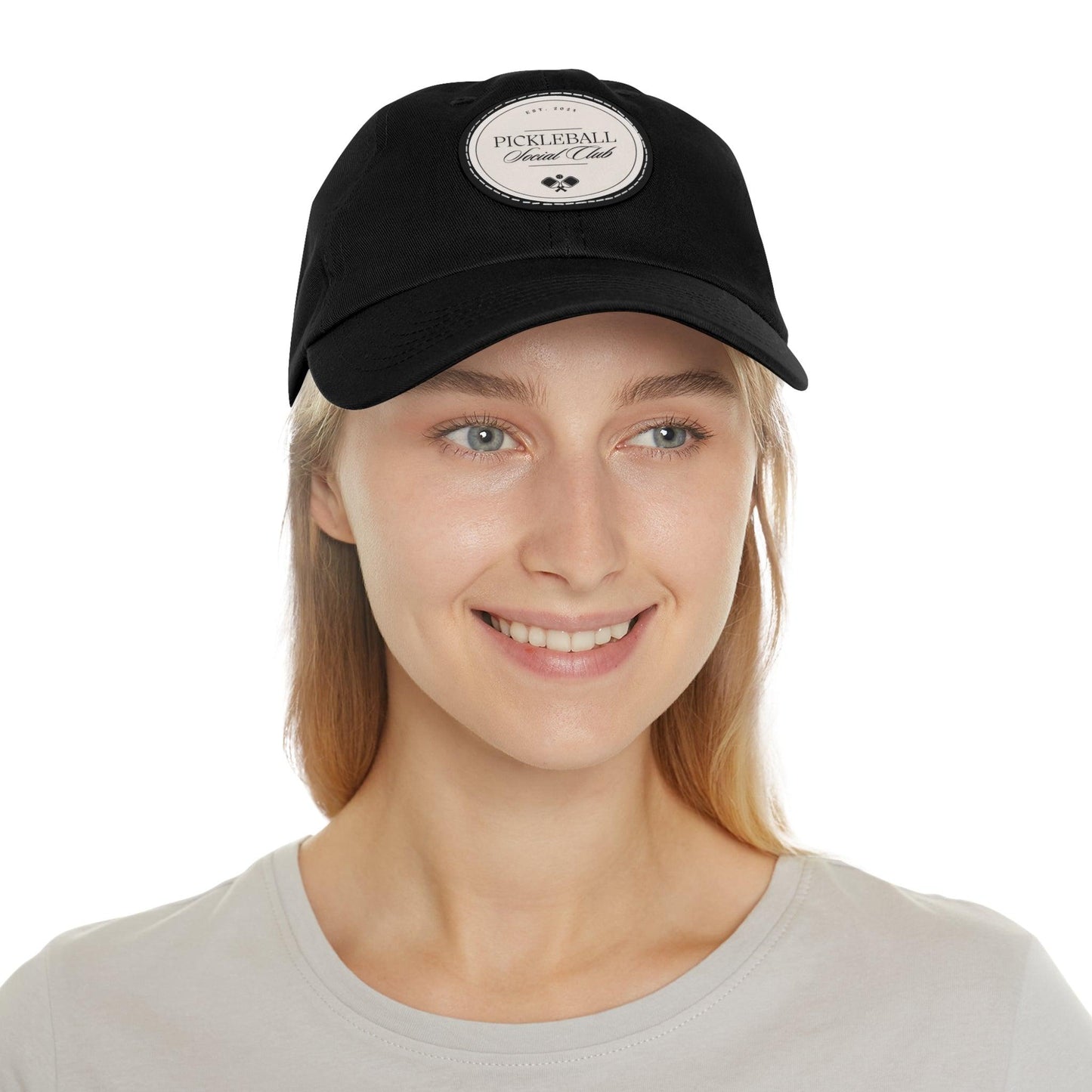 "Pickleball Social Club" Pickleball Dad Hat with Round Leather Patch